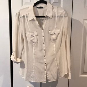 WHBM White silk blouse